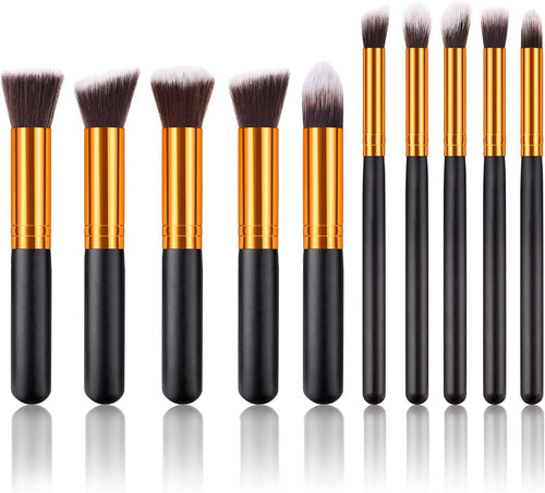 10-Piece Makeup Brush Set - Professional Powder, Foundation, Eyeshadow & Concealer Brushes
