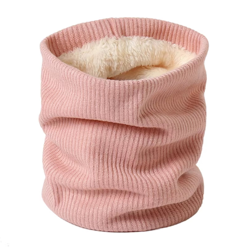 Solid Thick Warm Ring Scarf Fashion Winter Striped Warm Women Men Outdoor Full Mask Scarves with Plush Snood Unisex Muffler