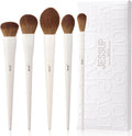 Makeup Brush Set 5Pcs Face Makeup Brushes Vegan Soft Foundation Brush Contour Brush Highlighter Brush Fluffy Setting Powder Brush, Light Grey T493