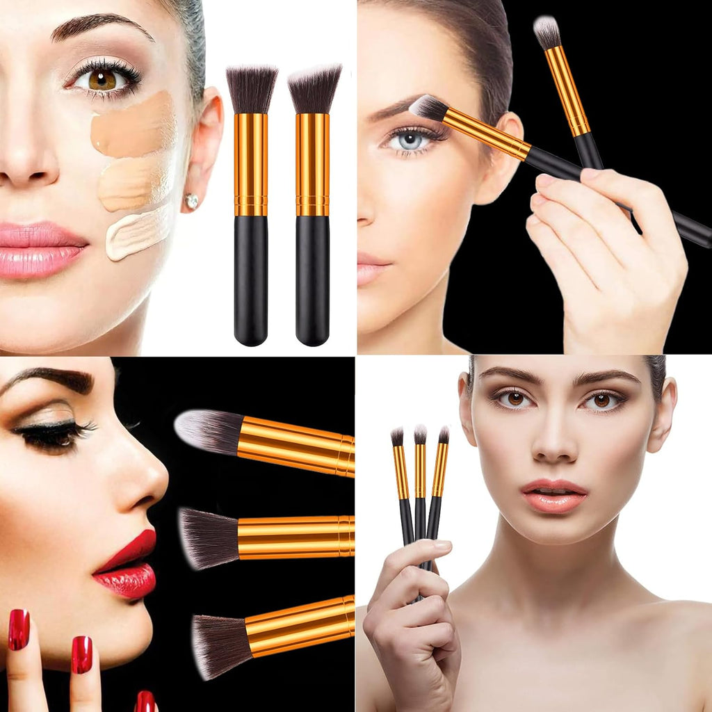 10-Piece Makeup Brush Set - Professional Powder, Foundation, Eyeshadow & Concealer Brushes