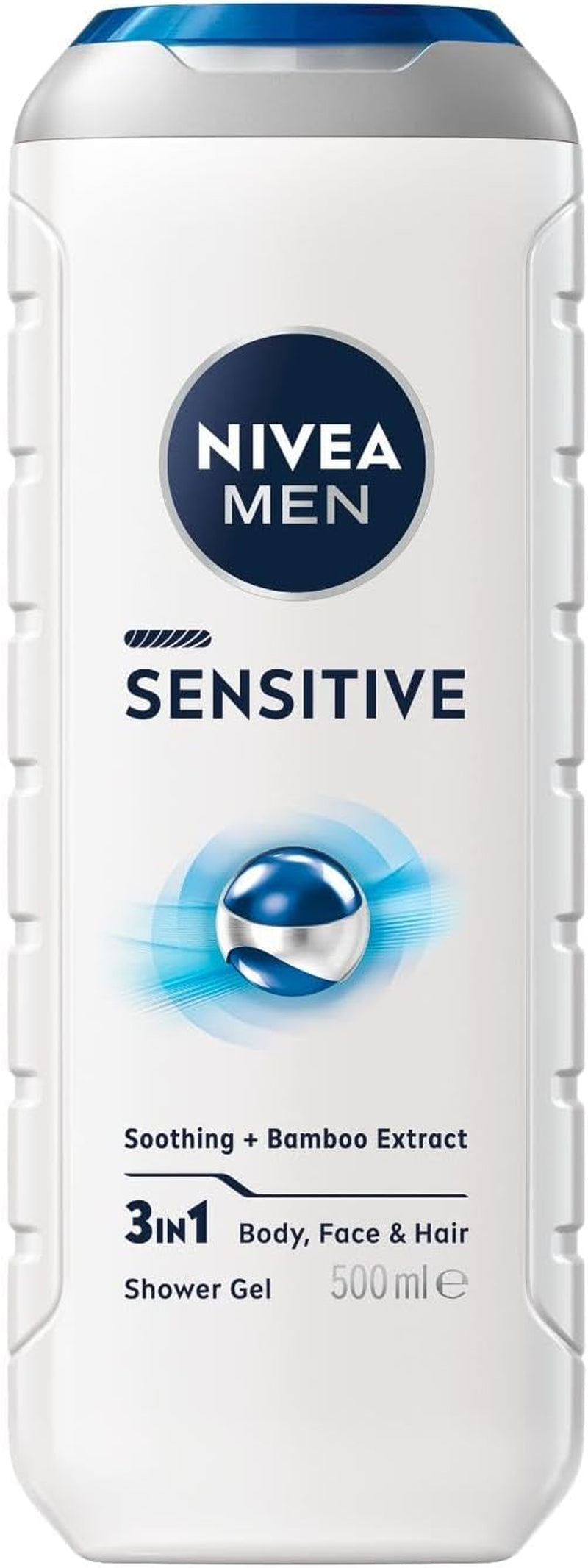 MEN Sensitive Shower Gel and Body Wash 500Ml | with Bamboo Extract | 3 in 1: for Body, Face and Hair | for Sensitive Skin Types | Long Lasting Freshness | Biodegradable Formula