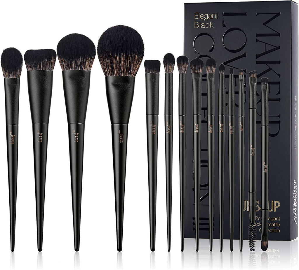 Makeup Brushes Set  Make up Brushes 14Pcs Black Kabuki Foundation Eyeshadow Contour Concealer Powder Eyeliner Crease Eyebrow Blending Brush, T336